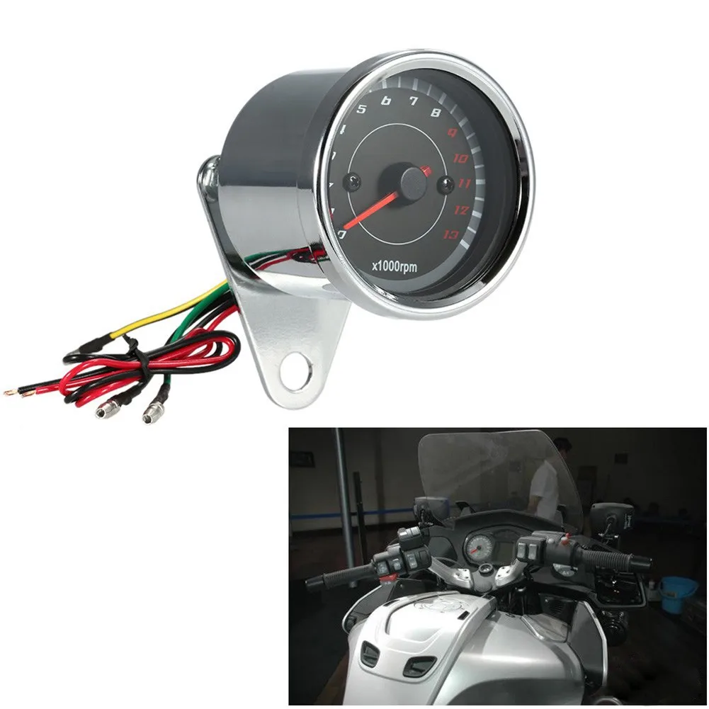 

12V Blue/yellow High Quality Iron Plating Universal Motorcycle Tachometer Meter LED Backlight 13K RPM Shift