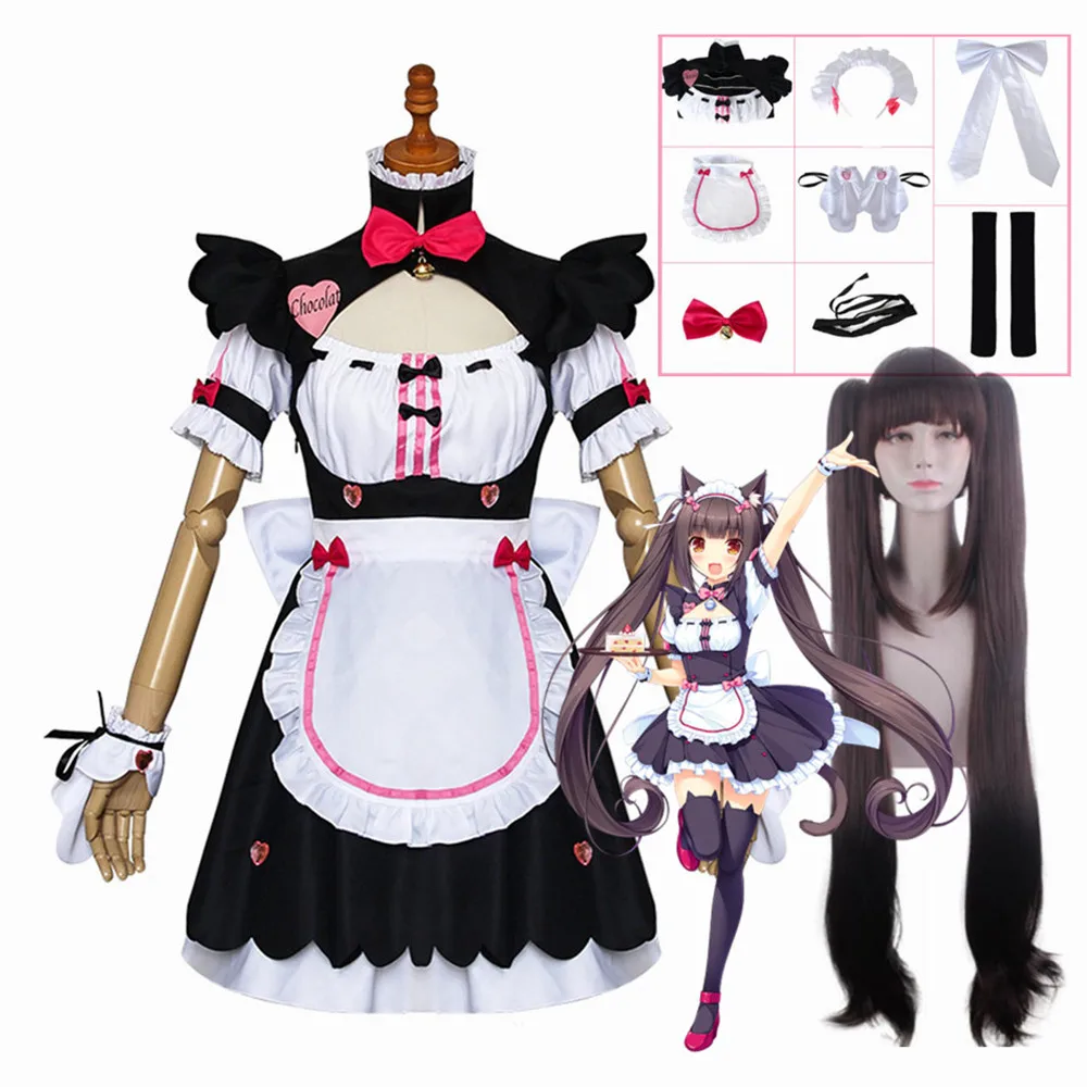 

Anime Chocola Cosplay Costumes Chocola Vanilla Maid Dress Cat Neko Girl Women Dresses Outfits