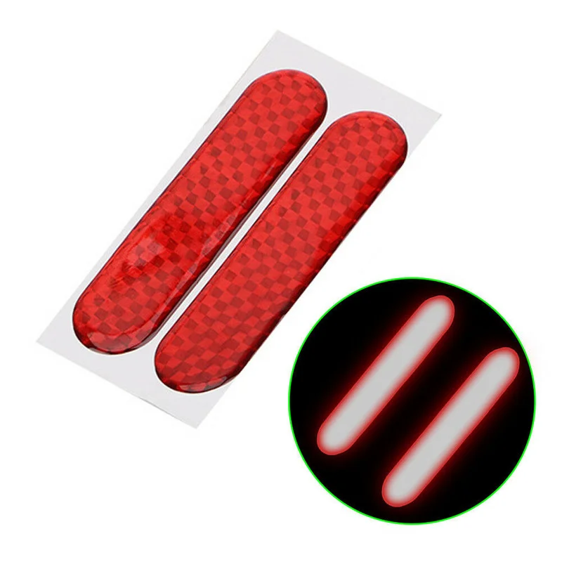 

2Pcs Night Safety Mark Reflective Warning Stickers Car Door Edge Wheel Rim Eyebrow Tape Decal Collision Strip Red Exterior Parts