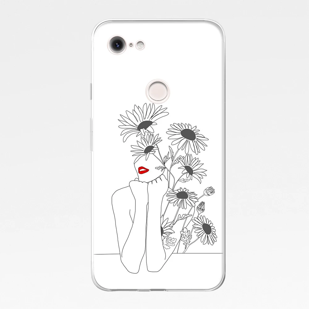 Art Girl Flower Coque for Google Pixel 5 4 4a 3 3a 2 XL Soft TPU Silicone Back Phone Cases For Pixel 4XL 5 XL 3XL 2XL Cover Capa