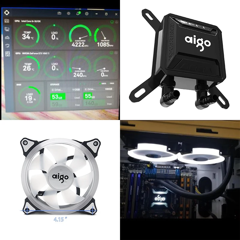 Aigo CPU кулер для воды вентилятор бесшумные керамические подшипники чехол