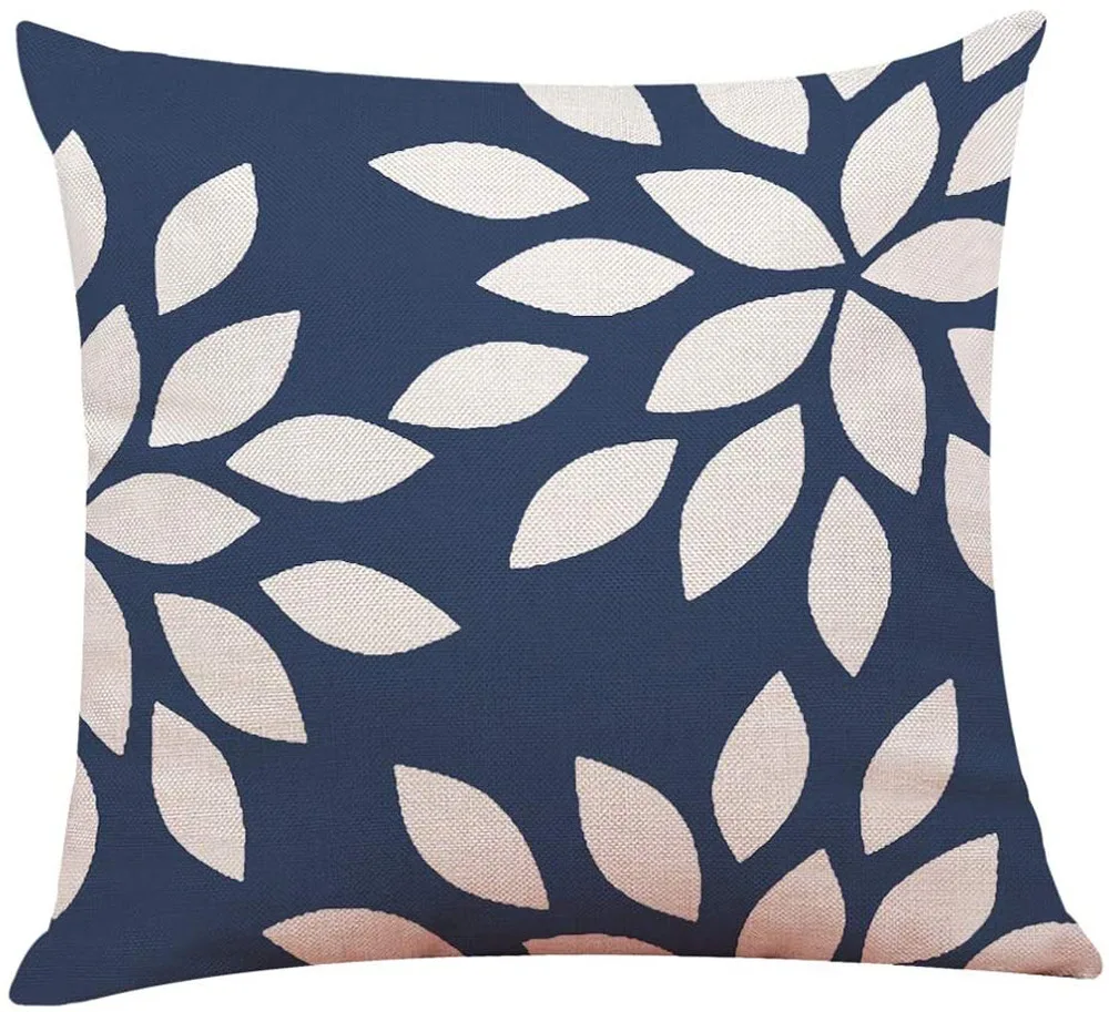 

Home Soft Linen Pillowcase Square Pillowcase LOVE Blue White Geometric Decoration Sofa Bed Chair Cushion Pillow Cover