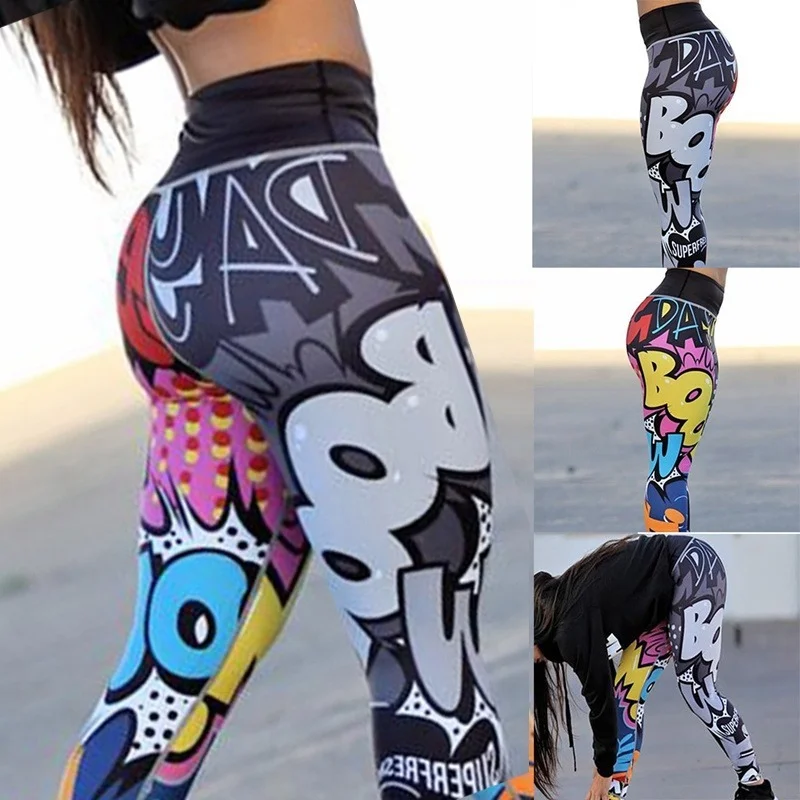

Women Fashion 3D Printed Yoga Pants Leggings Sport GYM Running Skinny Workout Legging Pencil Pants Cartoon High Waist Long Pants