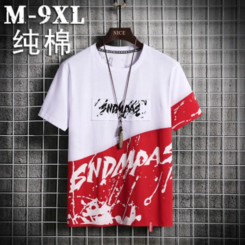 Летняя новая Повседневная футболка размера плюс 9XL в стиле хип-хоп 100% хлопок