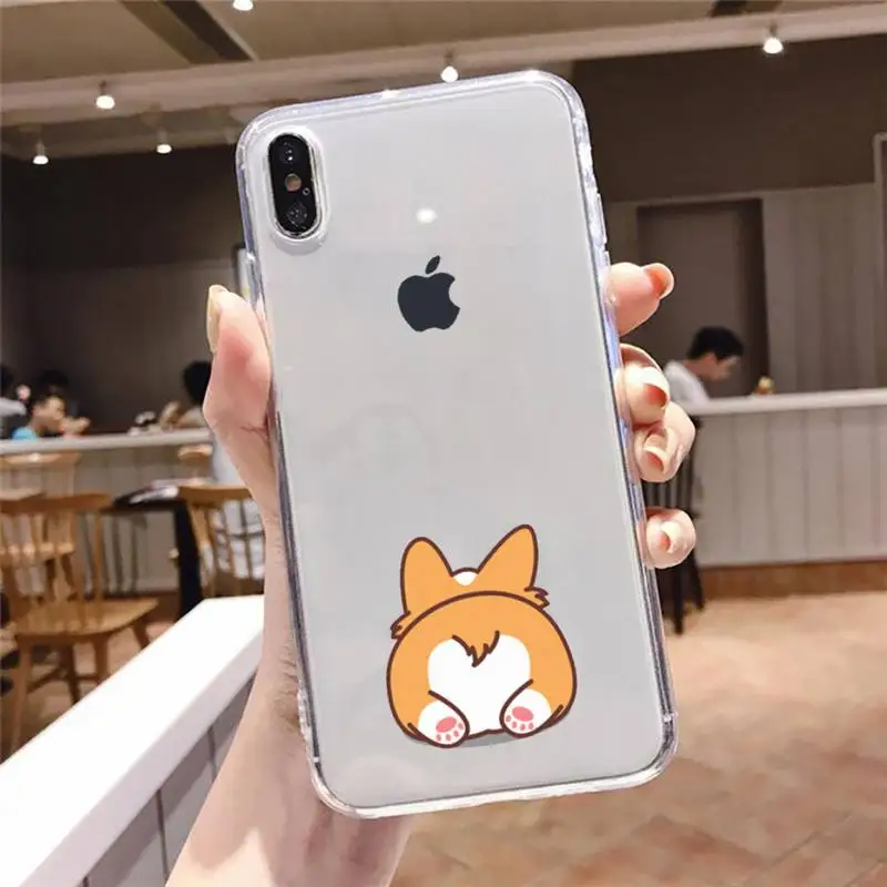 

Corgi Butt Cute Animal Puppy Phone Case Transparent soft For iphone 5 5s 5c se 6 6s 7 8 11 12 plus mini x xs xr pro max
