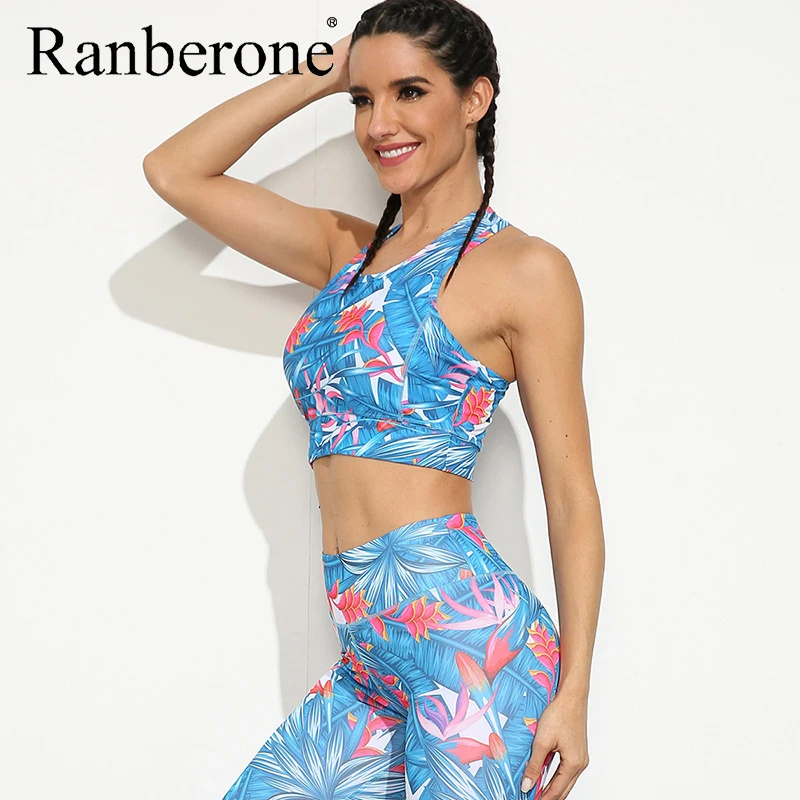 Дышащие комплекты для йоги с принтом женская сексуальная эластичная тонкая