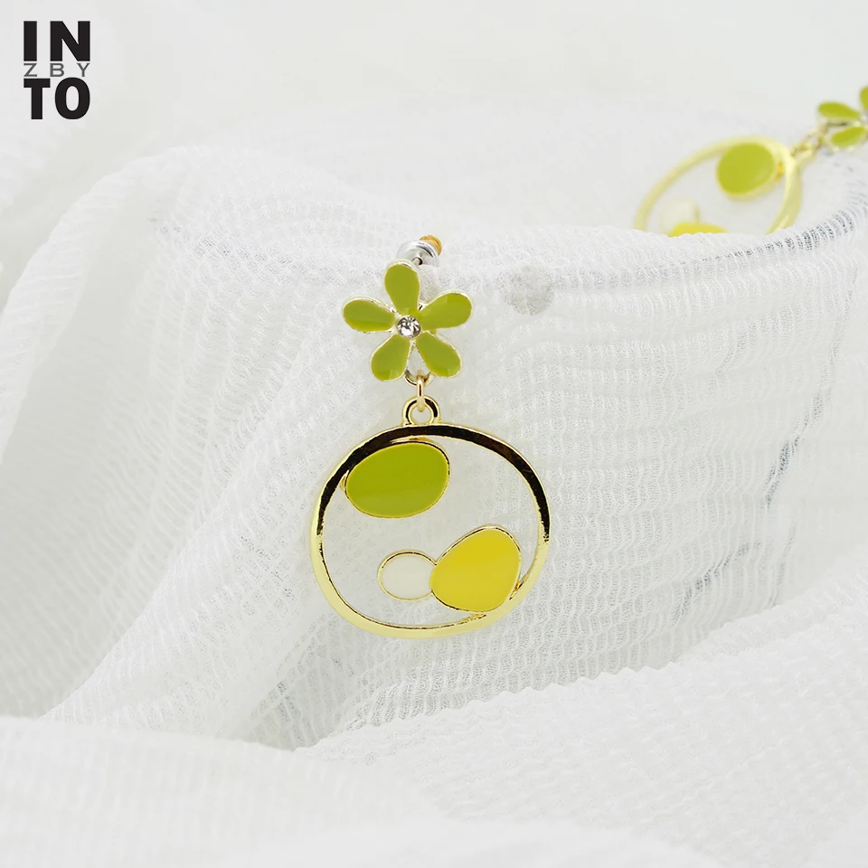 В хрустальные цветочные Висячие серьги модные ювелирные изделия золотого цвета