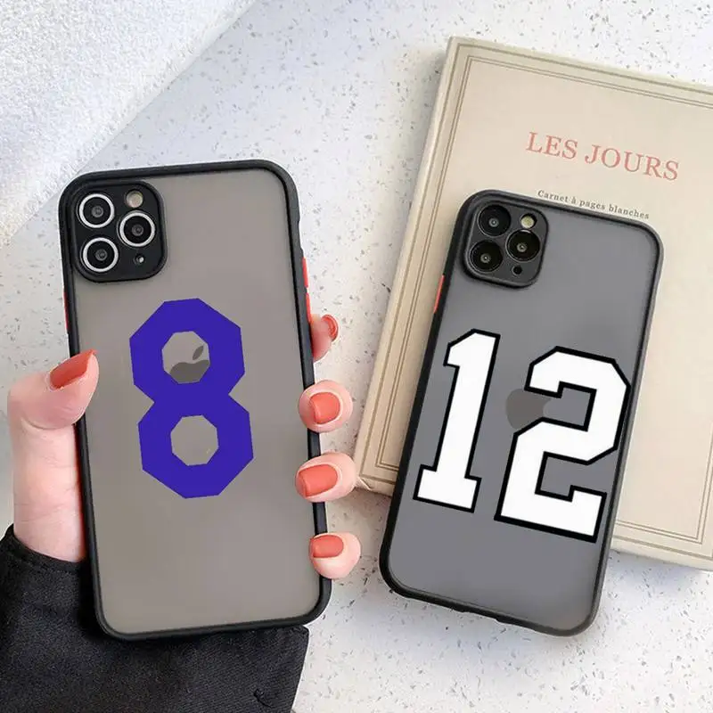 

Basketball Clothing Number Phone Case Black Transparent Matte For IPhone 7 8 11 12 S Mini Pro X XS XR MAX Plus Cover Shell