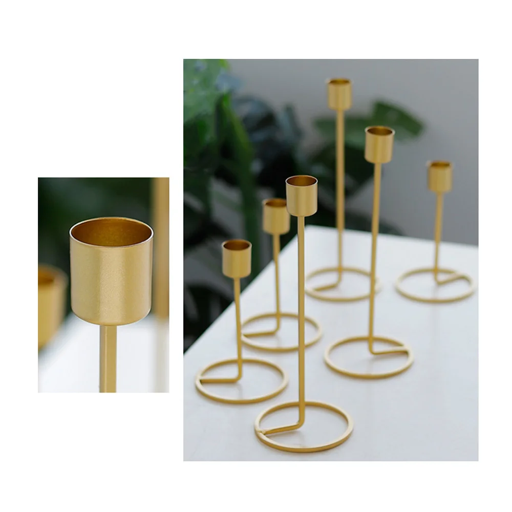 Золотой одноголовый Железный 3d геометрический подсвечник Романтический Декор