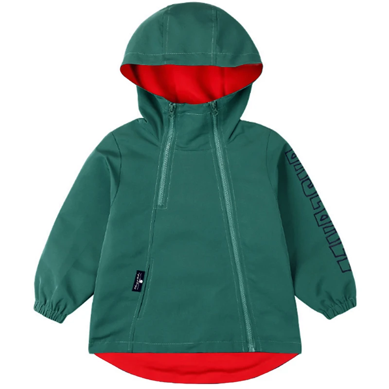 Куртка-ветровка для мальчиков на молнии с капюшоном