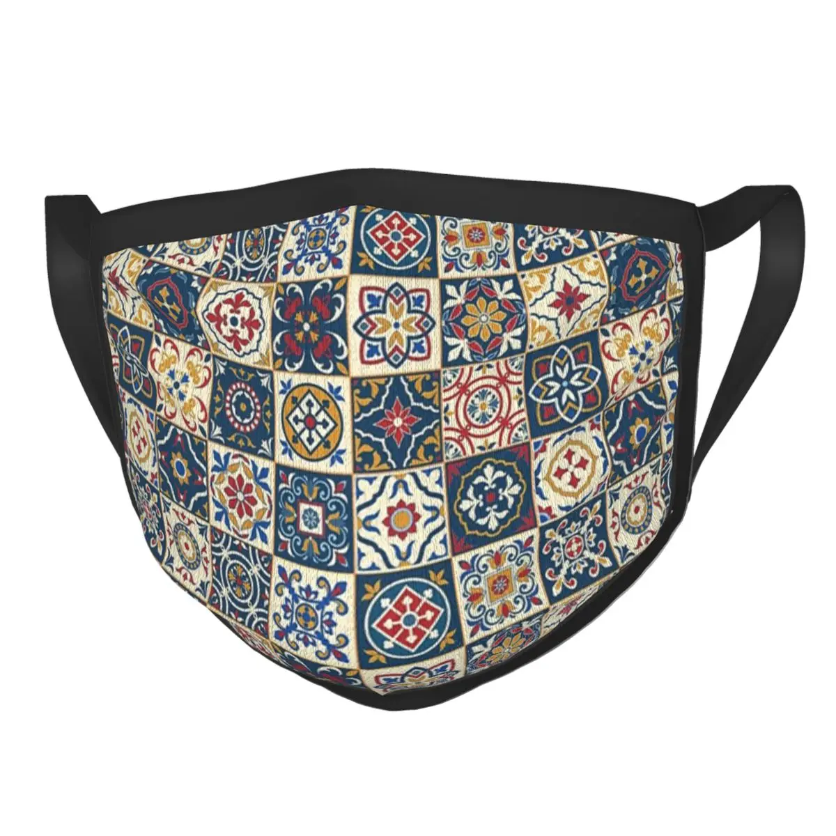 

Moroccan Tiles Pattern Reusable Face Mask Retro Morocco Style Anti Haze Dustproof Mask Protection Mask Respirator Mouth Muffle