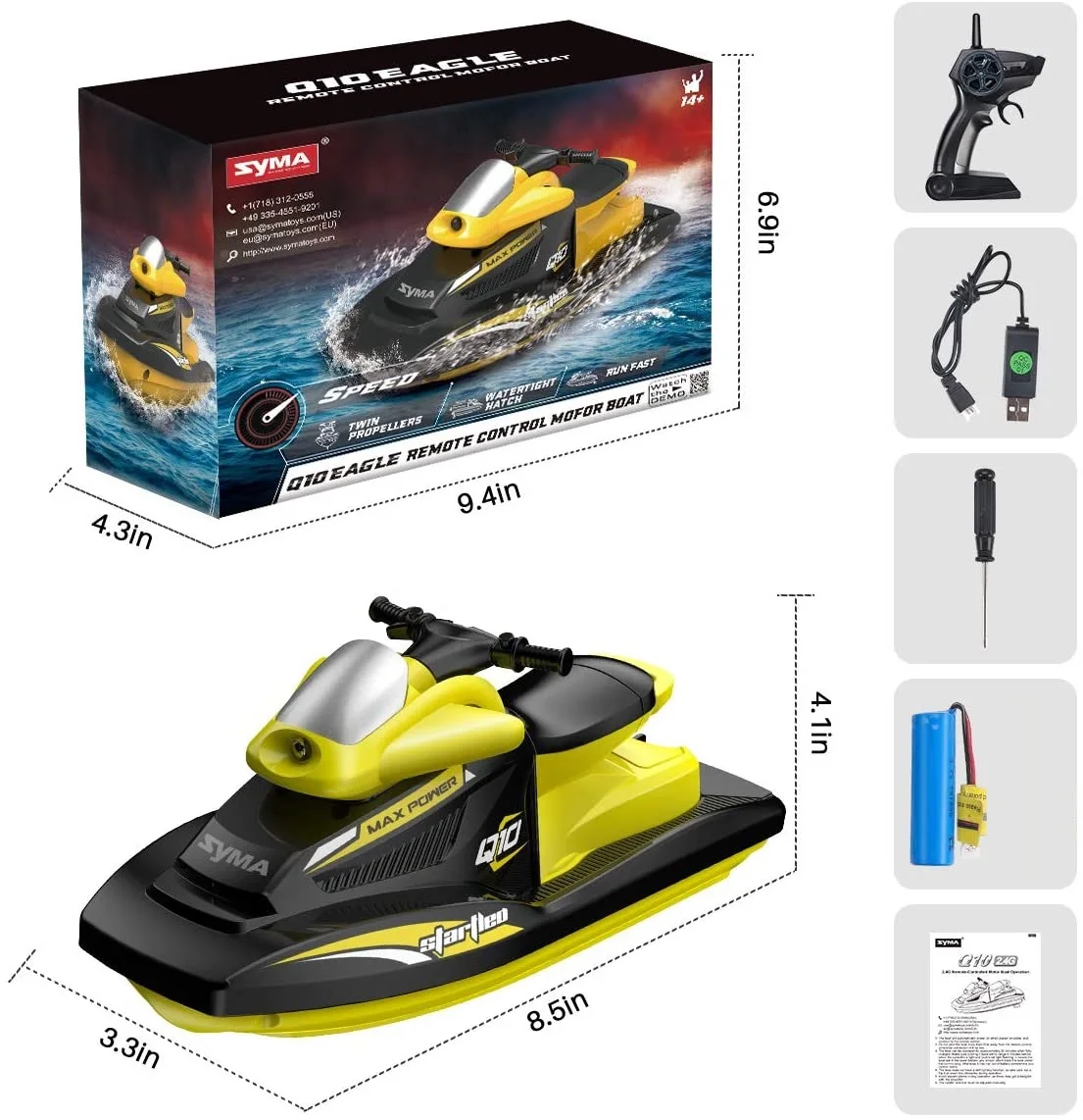 Скоростная лодка 2 4G RC лодки 10 км/ч высокоскоростная гоночная двухмоторная