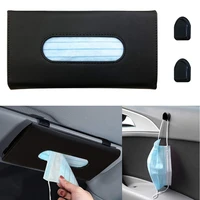 car tissue mask holder black pu leather tissue box sun visor napkin holder hanging car visor tissue holder for universal auto