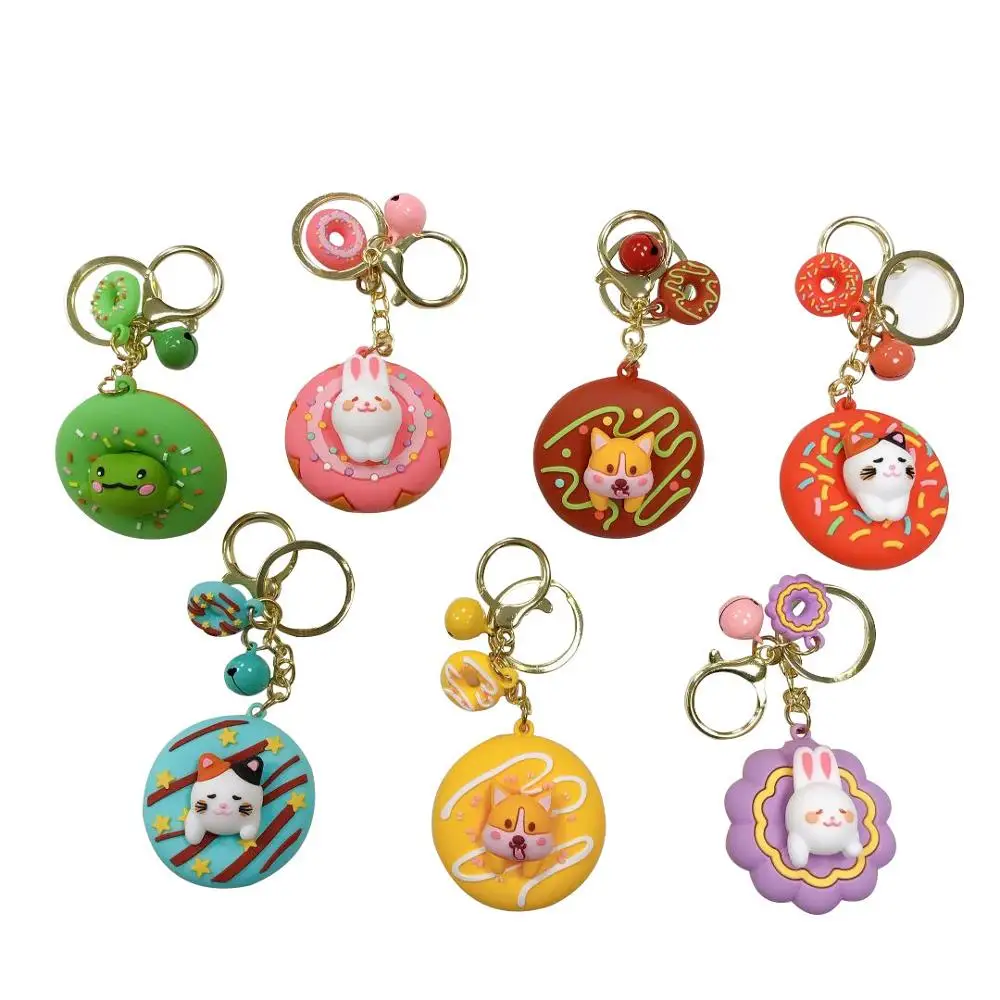 

Sweet Donuts Keychains Accessories Cat Rabbit Frog Corgi Cute Pet Key Chains Creative Backpack Car Pendant Acceesories Keyrings