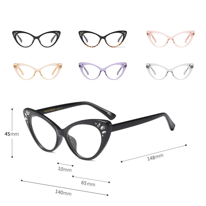 SO & EI Модные Винтажные очки кошачий глаз оправа для женщин стразы украшение