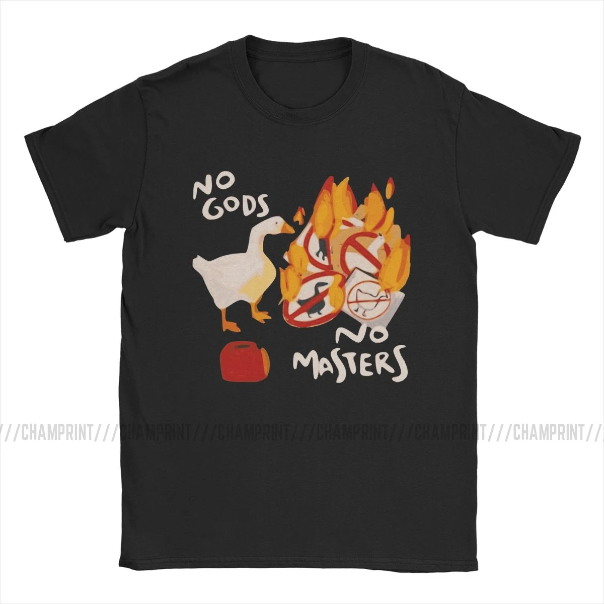 Футболка мужская с надписью No God Masters смешная тенниска без названия круглым