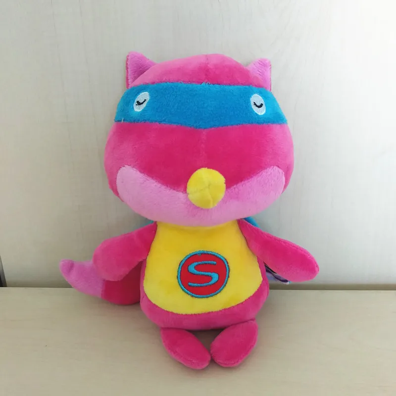 Мягкая набивная розовая лиса 22 см велбоа с синей накидкой 100% полиэстер милые