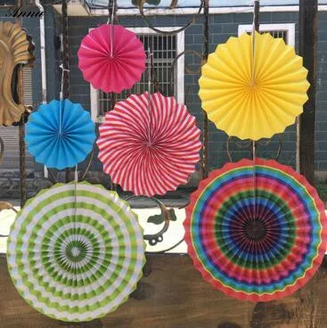 6 шт. Разноцветные бумажные вееророзетки фоновая Бумажная гирлянда на колесиках