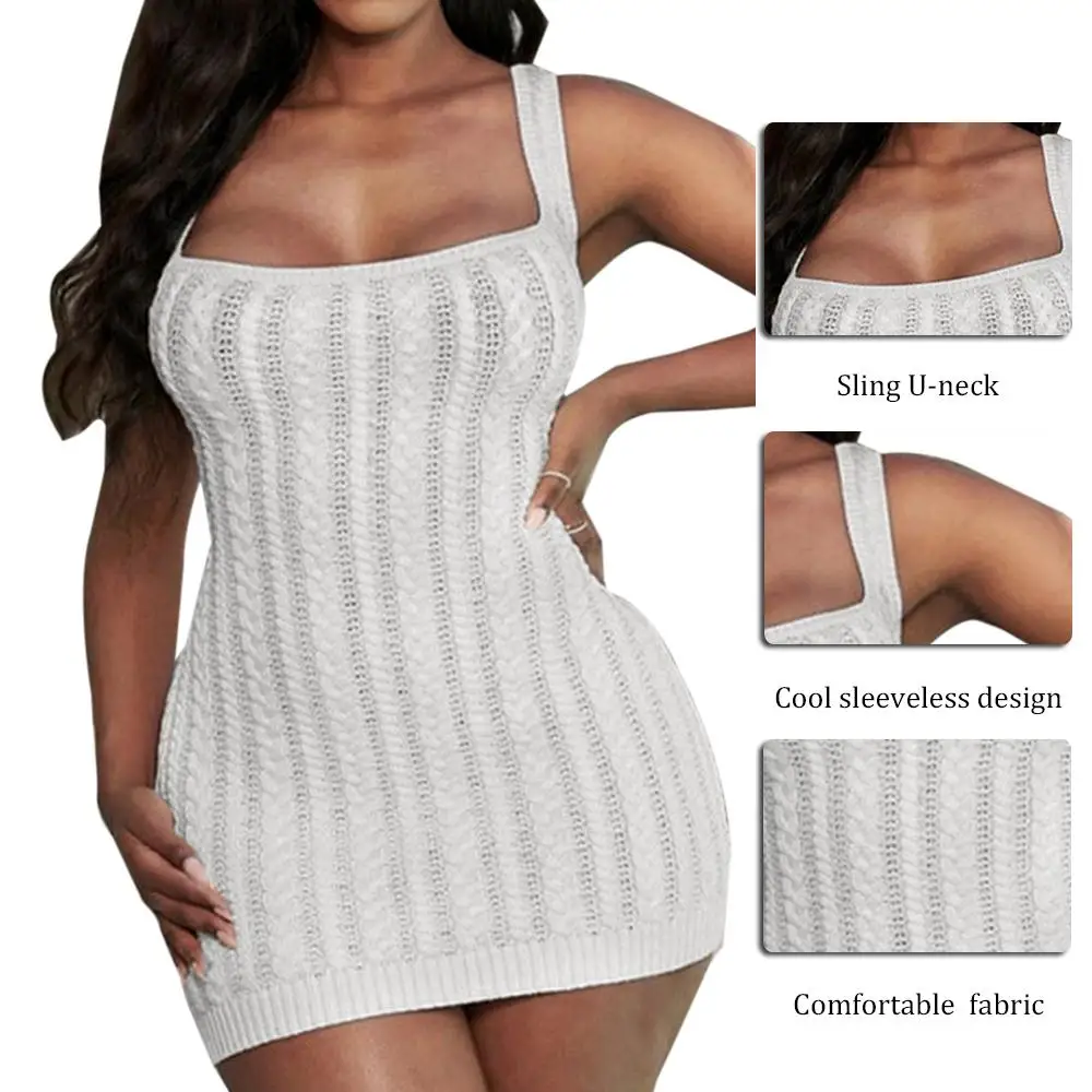

ZITY 2020 Women Sexy Bodycon Knit Sleeveless Slim Solid Color Elegant Skiny Short Mini Dress Evening Party Gown Sundress