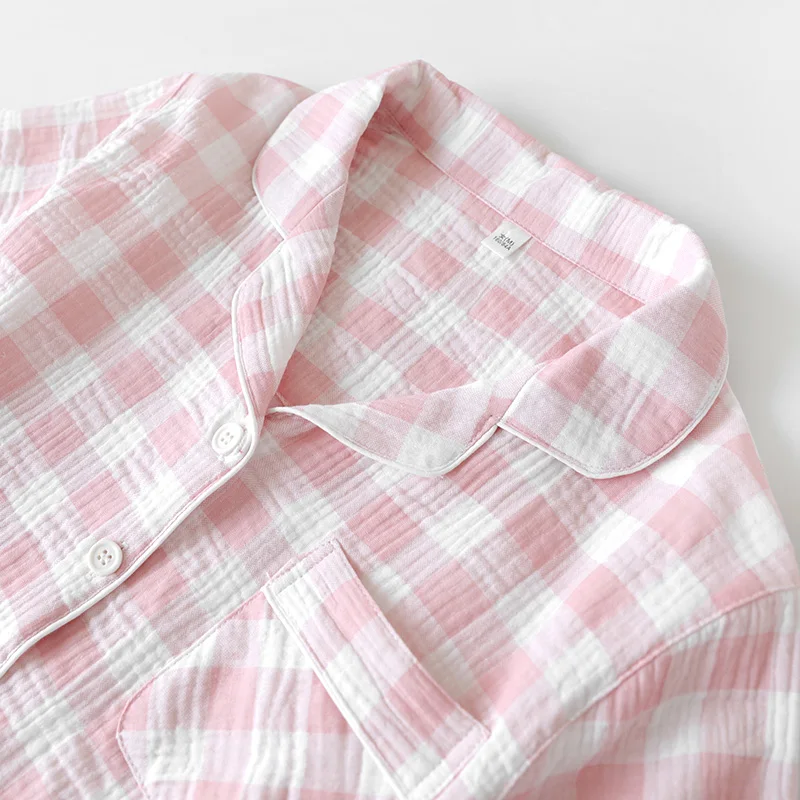 

Harajpee Women Pajamas 2021 Summer Japanese Sweet Temperament Mori Girl Style Fresh Plaid Printed Short-Sleeved Home Wear Suits