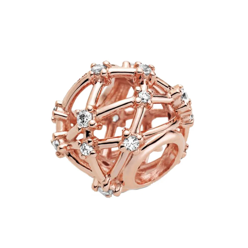 

2020 Winter New 925 Sterling Silver Beads Openwork Star Constellations Charm fit Original Pandora Bracelet Christmas Jewelry