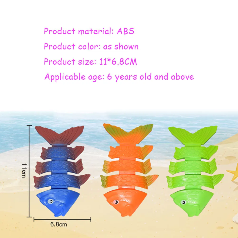 

3pcs Kids Diving Bath Toy Fish Bone Summer Swimming Pool Play Toys Random Color Diving Throwing Game Accessories Toys for Kids