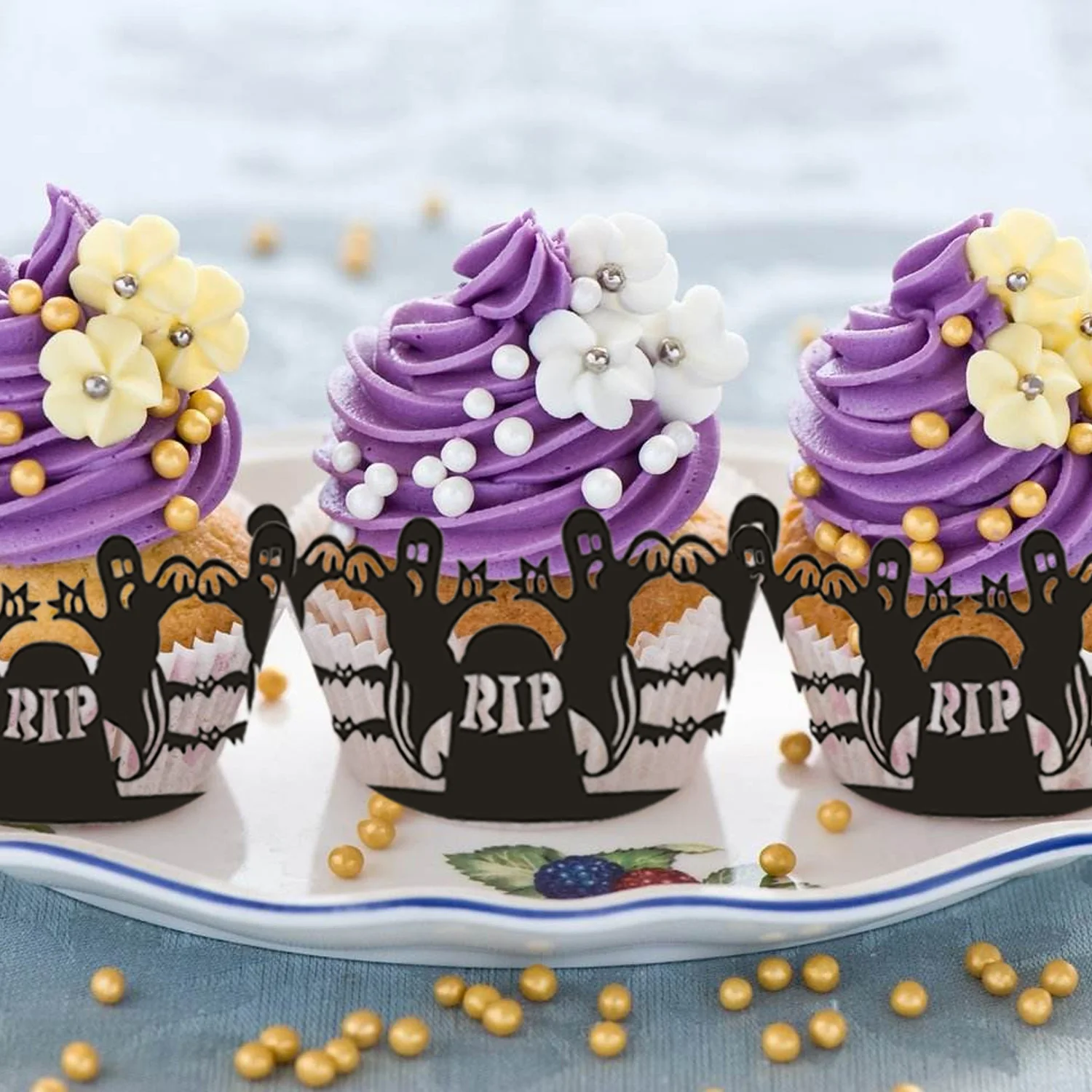 Behogar 50 шт. Хэллоуин выдалбливают обертка для кексов форма пирожных декоров