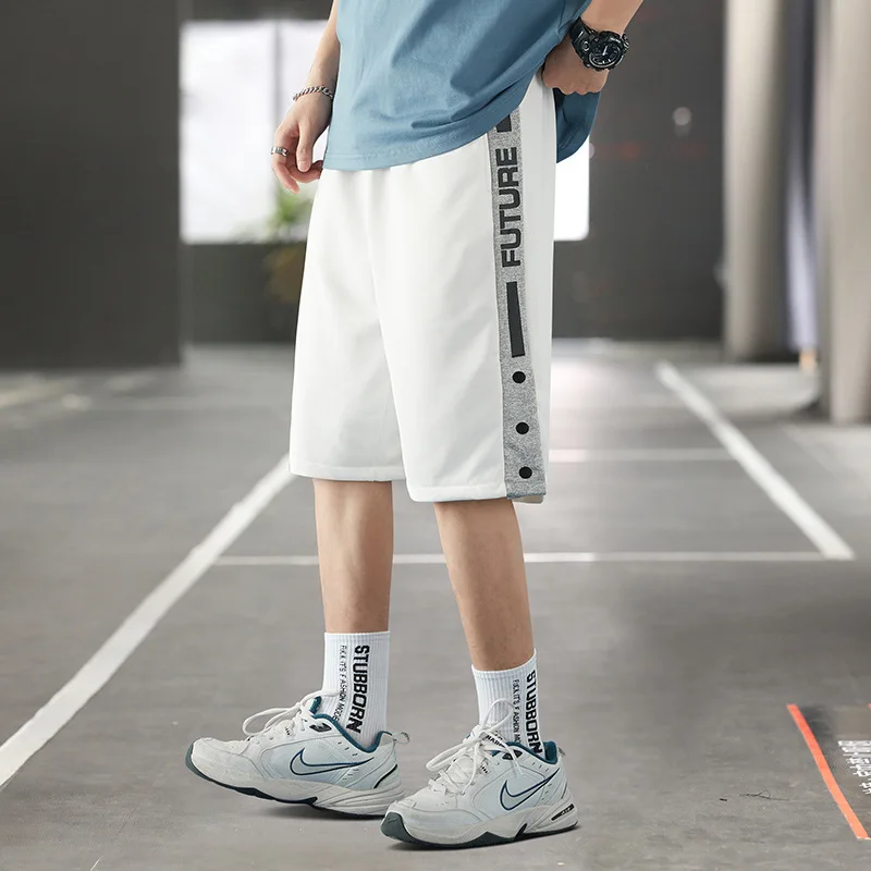 

2021 summer men's casual shorts, Hong Kong Style loose sports pants, Korean Quintet, men's net, red beach shorts