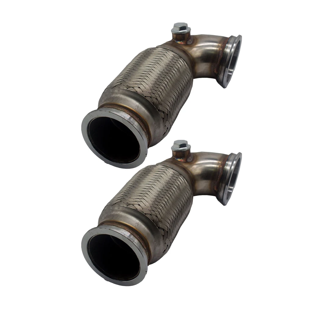 2 5 &quotдюймовый v диапазон Downpipe низкопрофильный 90 градусов W/Flex Bellow нержавеющий