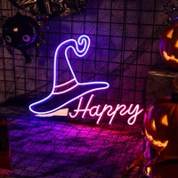 witch hat led neon sign halloween light decoration wizard hat neon for halloweens day party room decoration