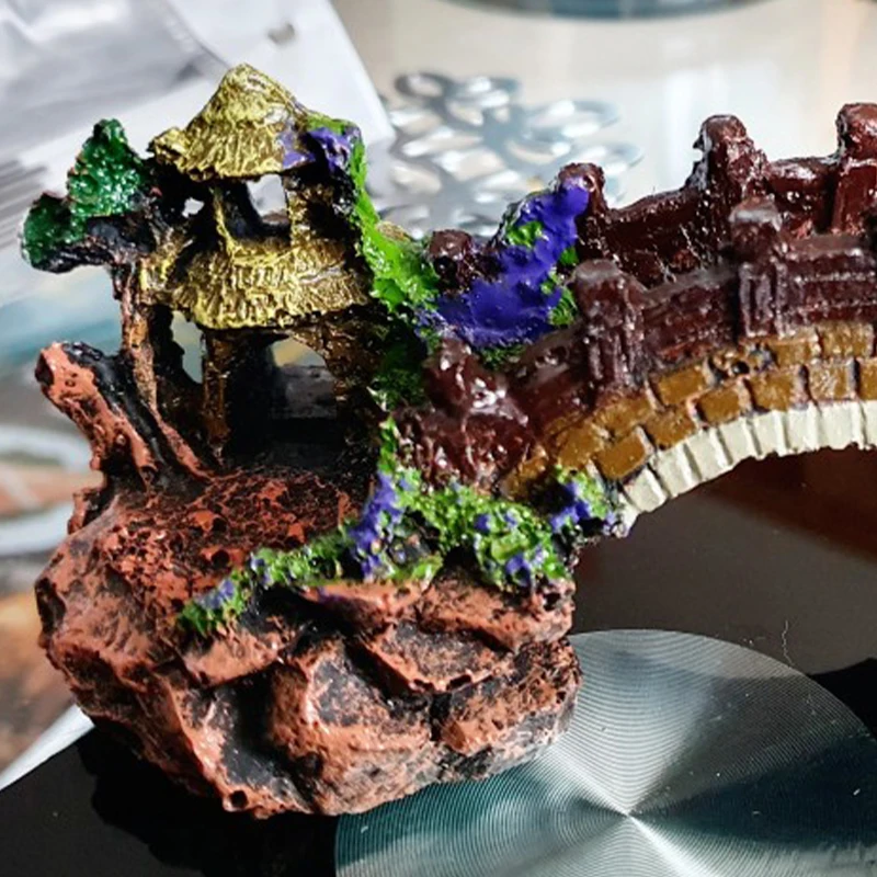 Игрушечная рыбка мост украшения дома Аксессуары Rock пейзаж павильон в виде дерева