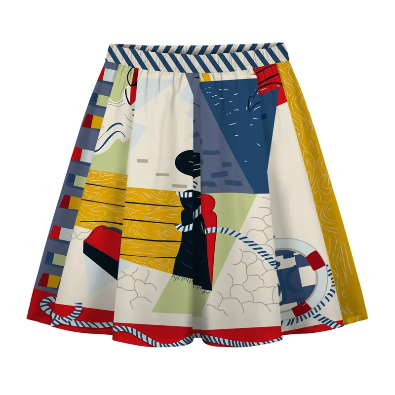 

Summer Women Short Mini Skirts 3D Irregular Design Patterns Casual High Waist Skirt Ladies Vintage Streetwear Femme Summer