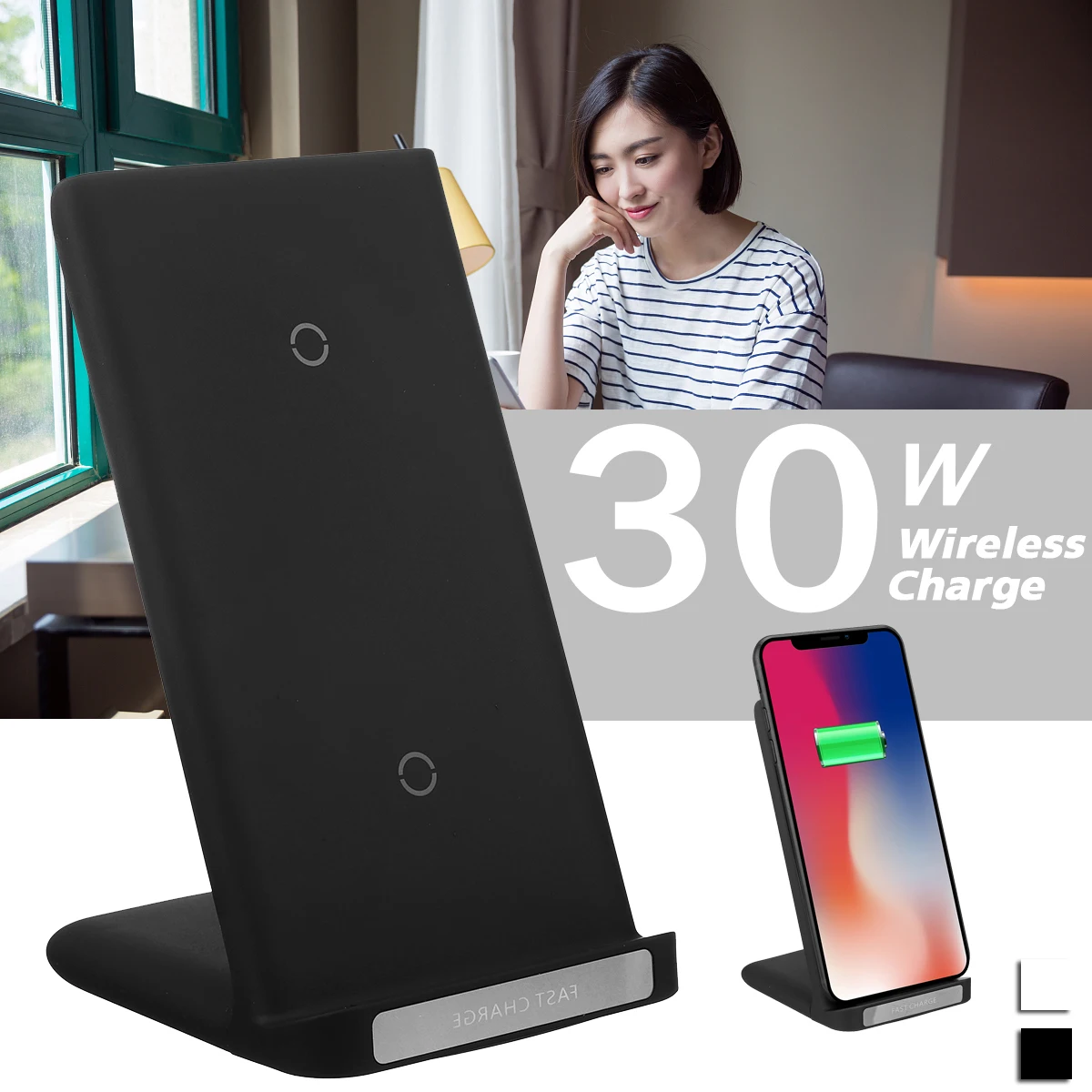 Беспроводное зарядное устройство Qi 30 Вт подставка для iPhone 11 Pro 8 X XS samsung 10 s9 s8