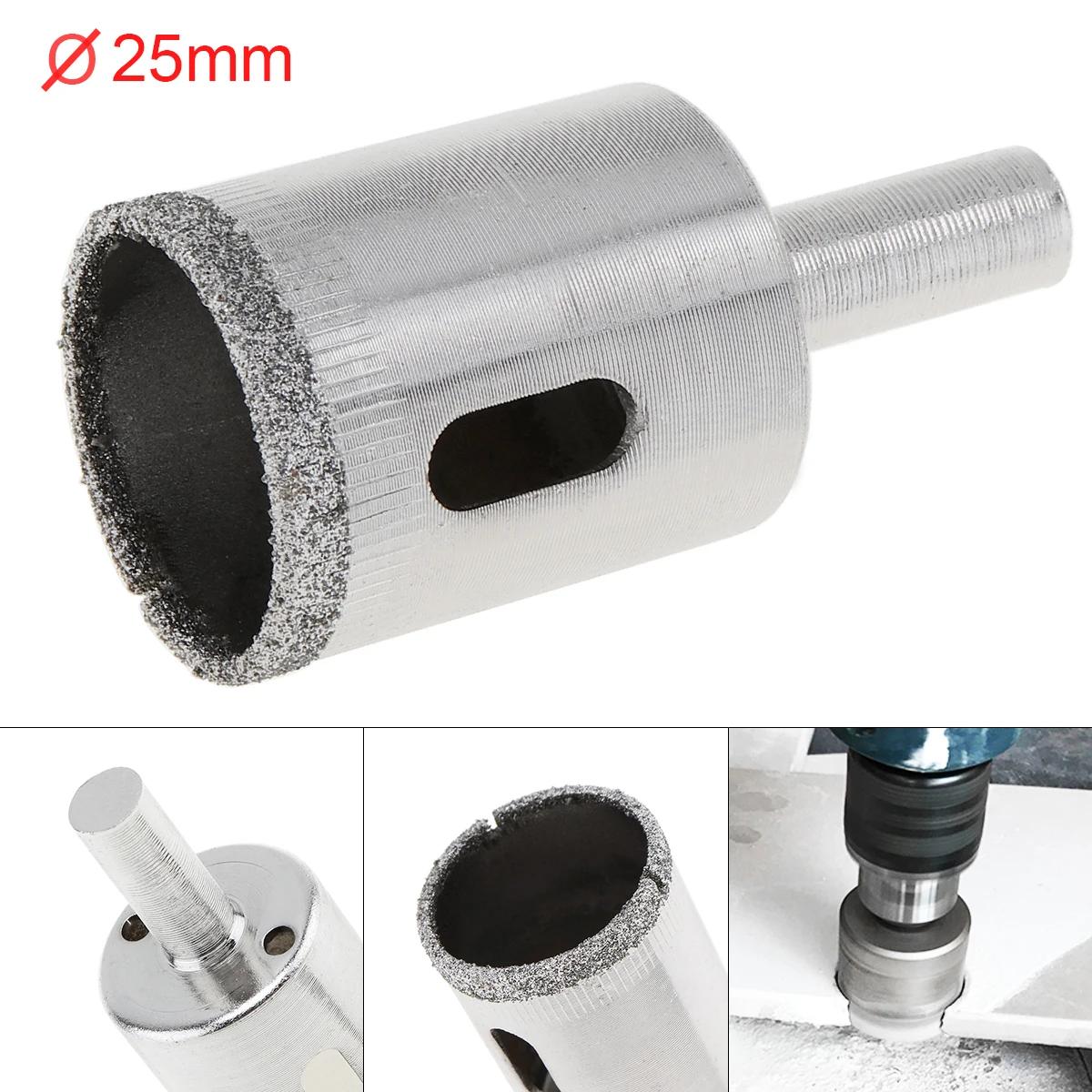 

25mm Metal Alloy Diamond Coated Core Hole Saw Drill Bit Set Tools Glass Drill Hole Opener for Tiles Glass Ceramic