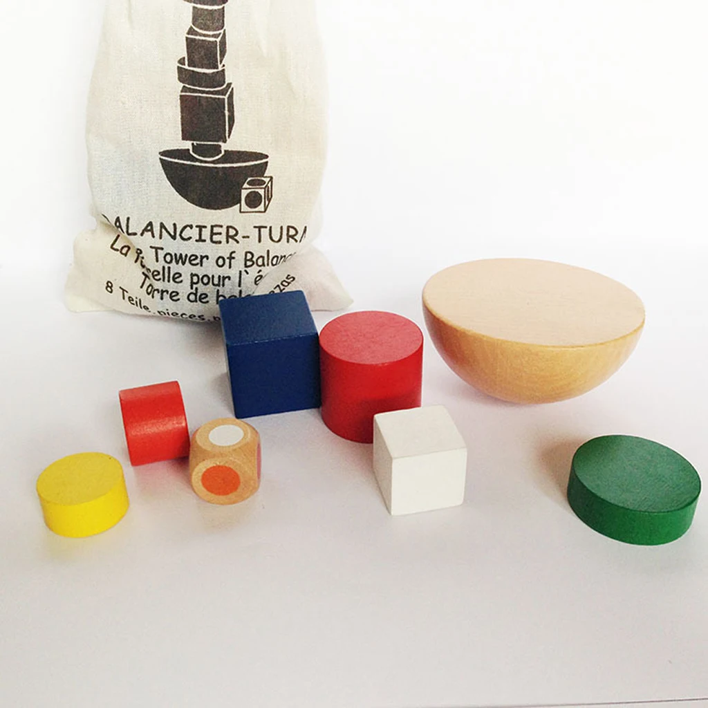 

Baby Toddler Montessori Toy - Wooden Stacking Blocks Kids Wooden Balance Toy