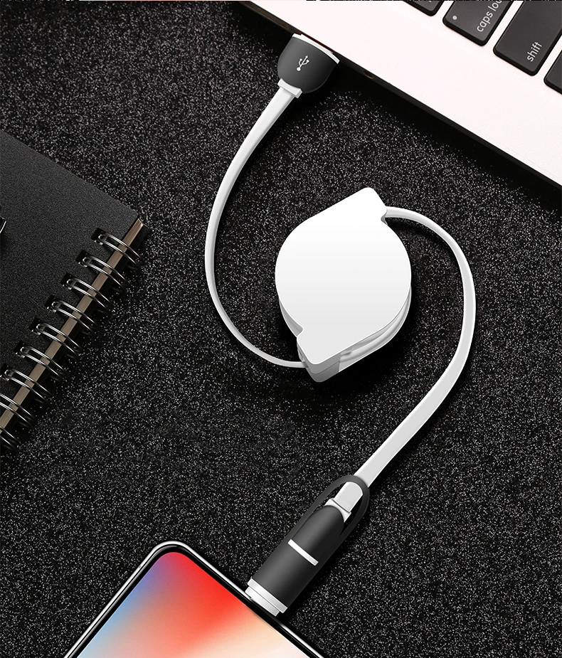 Горячий многофункциональный кабель зарядного устройства для Apple Android два в одном телескопическая линия зарядки стрейч мини Usb Кабельное ответвление