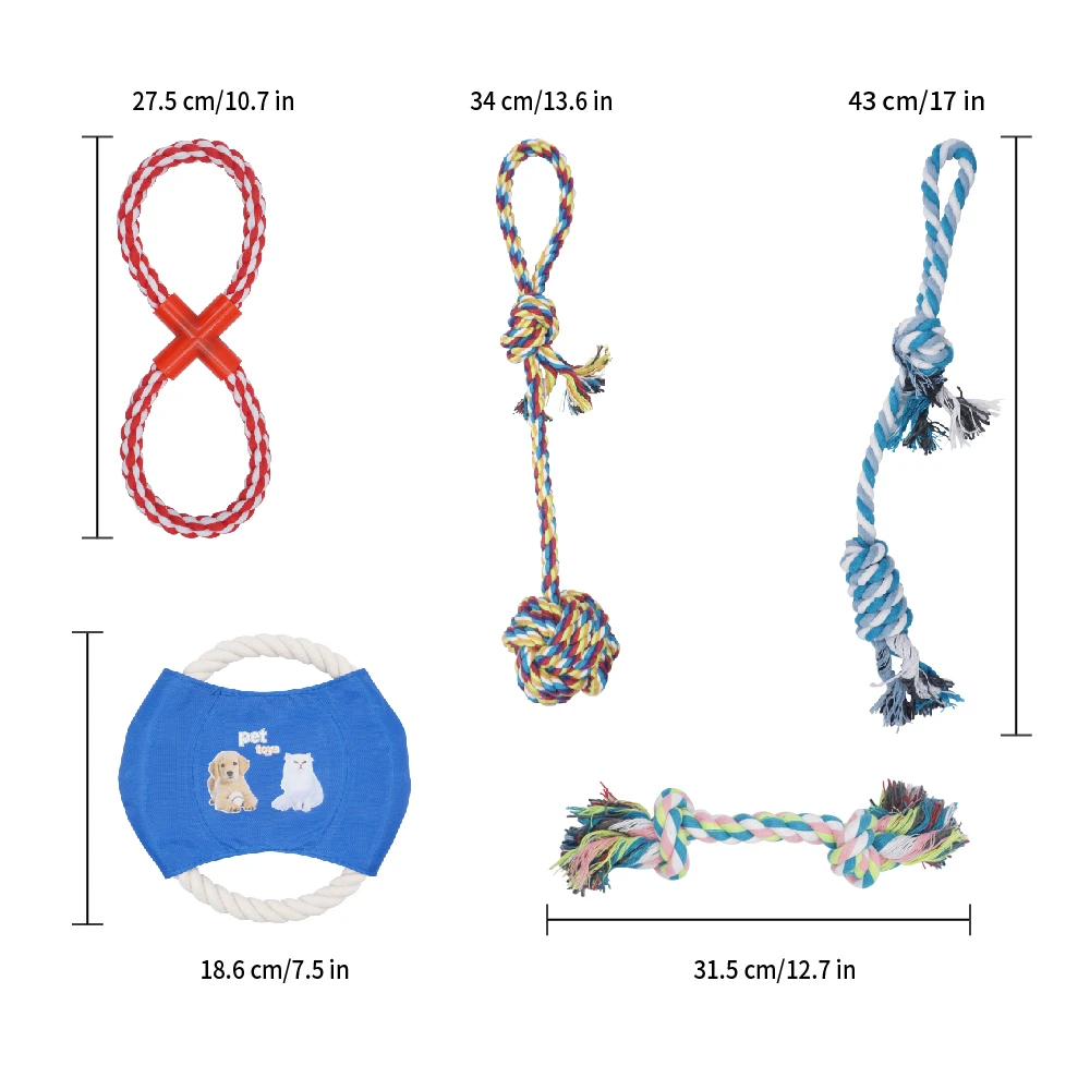 

5 Pcs Large Dog Toy Bulk Set Bundle Treat Chew Rope Bite Resistant Teeth Clean Interactive Training Pet Toys Ball for Dogs