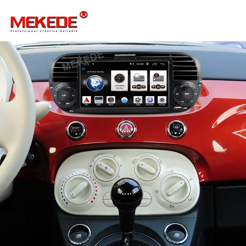 MEKEDE 1024x600 ips 7 дюймов 2G ram Android 9,0 автомобильный dvd-плеер gps для FIAT 500 аудио система автомобиля аудио gps DVD для FIAT 500 DSP
