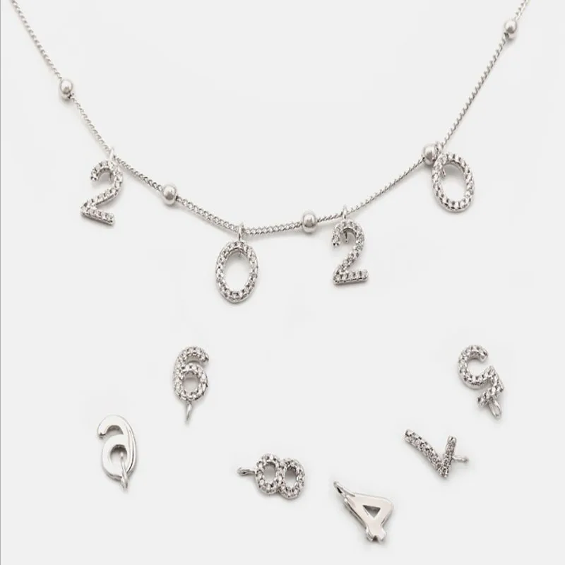 5 шт./лот высококачественные латунные подвески в виде цифр с цирконом на удачу 0-9