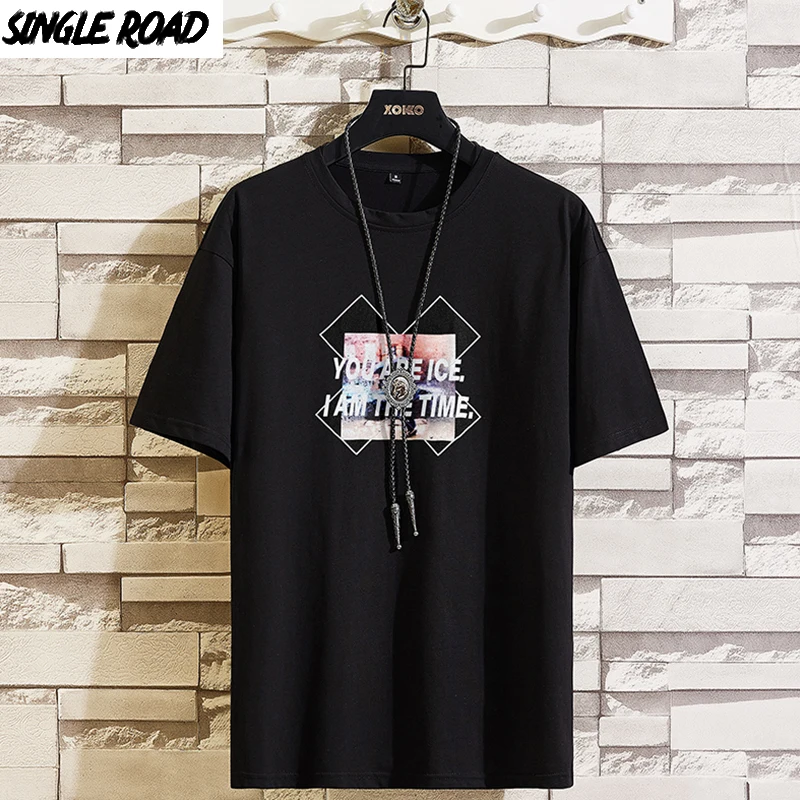 SingleRoad Мужская черная футболка для мужчин 2020 летние футболки с графикой большой