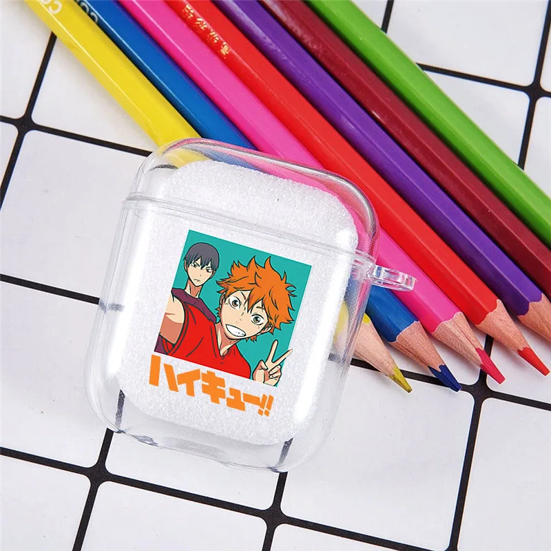 

Haikyuu Oya Japan Anime Earphone Case For Apple AirPods 1 2 Soft Protective Cover For Air Pods Cartoon Clear Shell Charging Box
