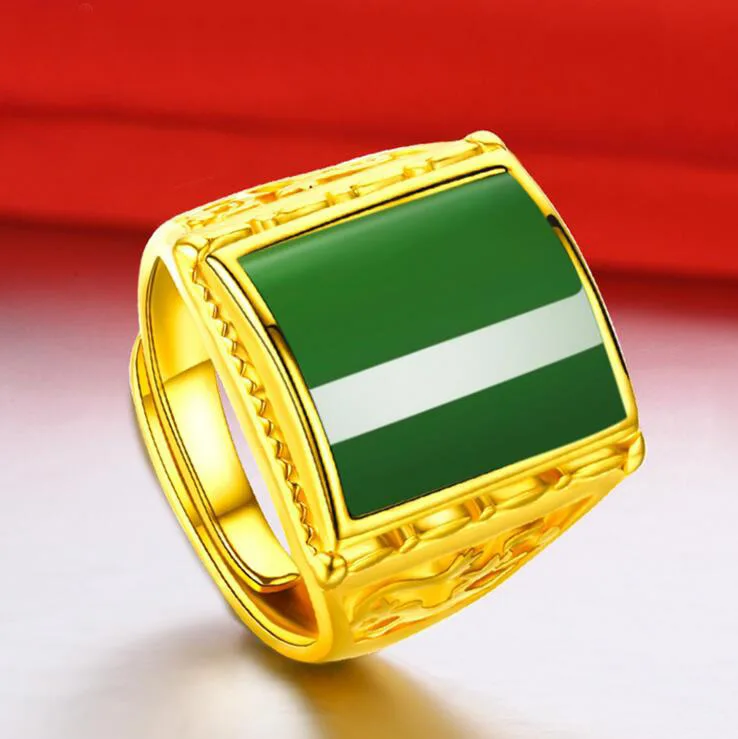 Женское кольцо из обсидиана с натуральным нефритом 24 К золотое покрытие не