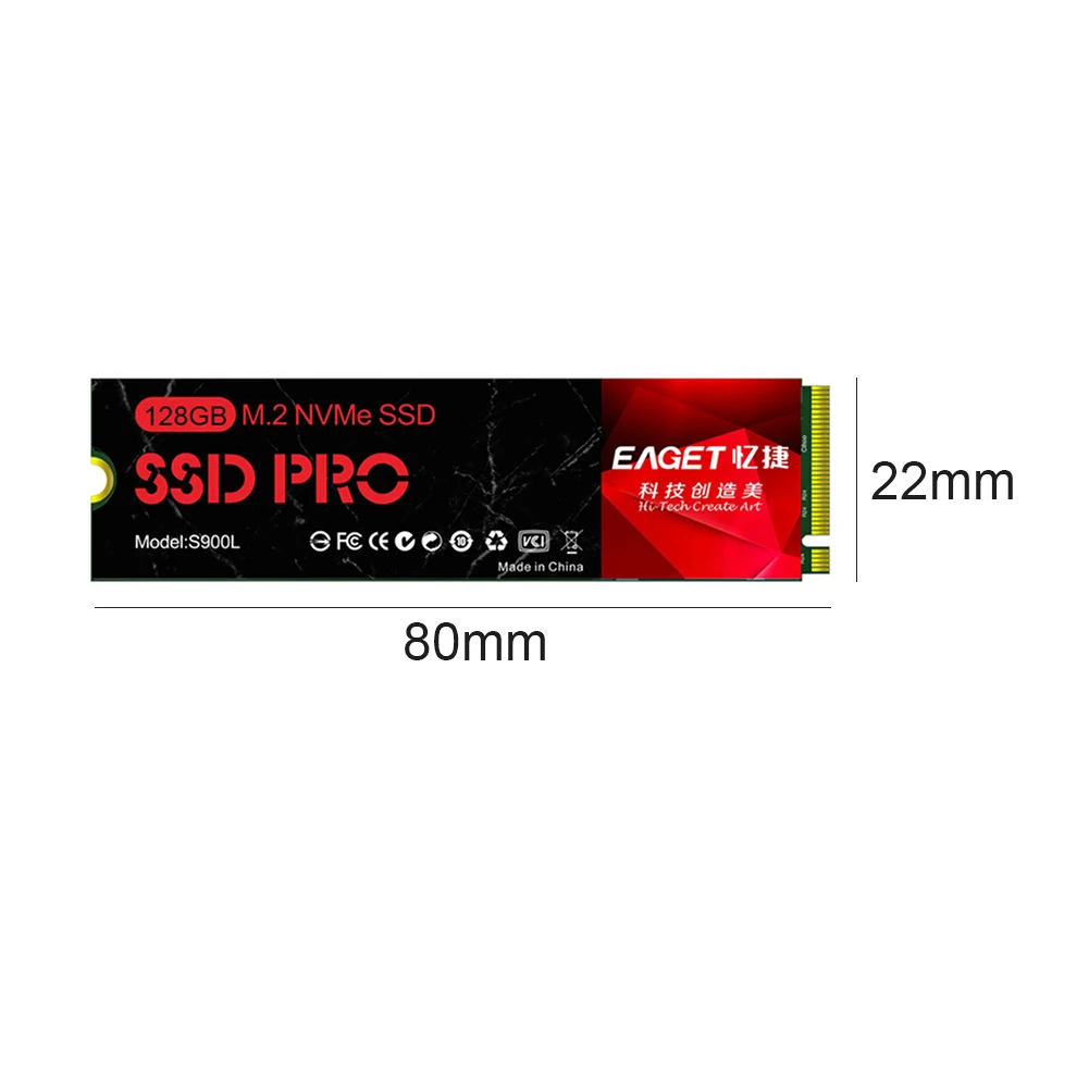 

EAGET S900L Internal Solid State Drives M.2 2280 PCle3.0 NVME SSD 128GB / 256GB / 512GB / 1TB Read Speed 3000MB /s