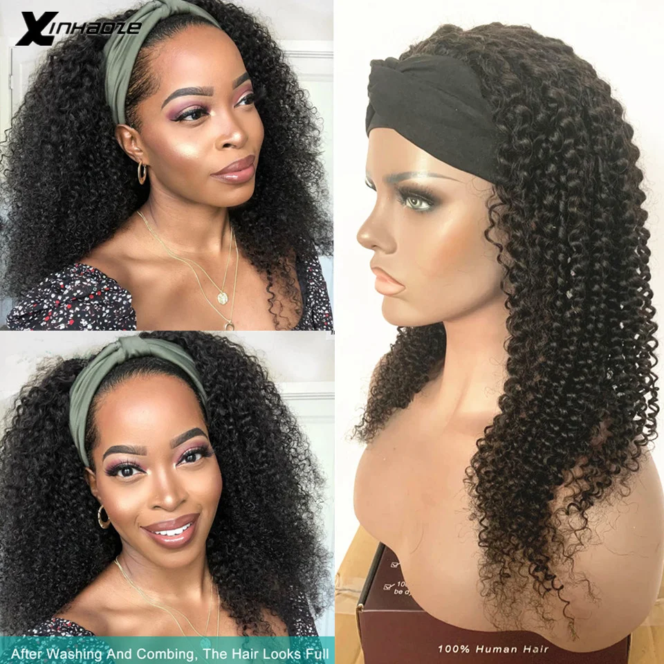 Кудрявая головная повязка искусственные безклеевые человеческие волосы для