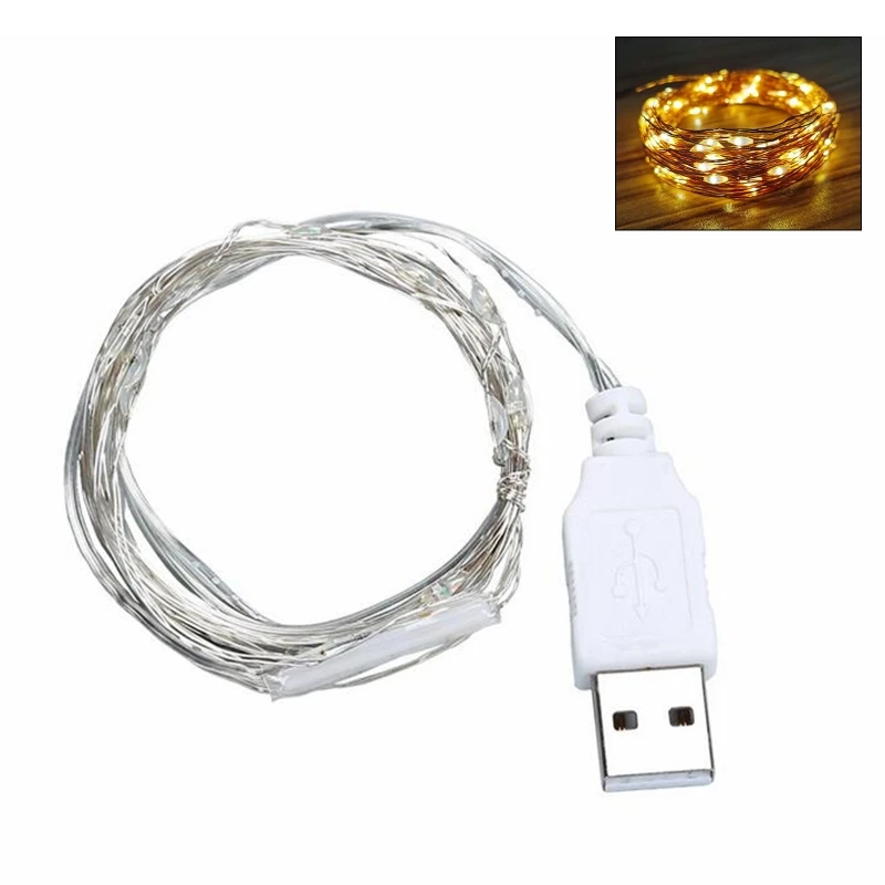 Гирлянда из серебристой проволоки с 30 светодиосветодиодный и USB-портом