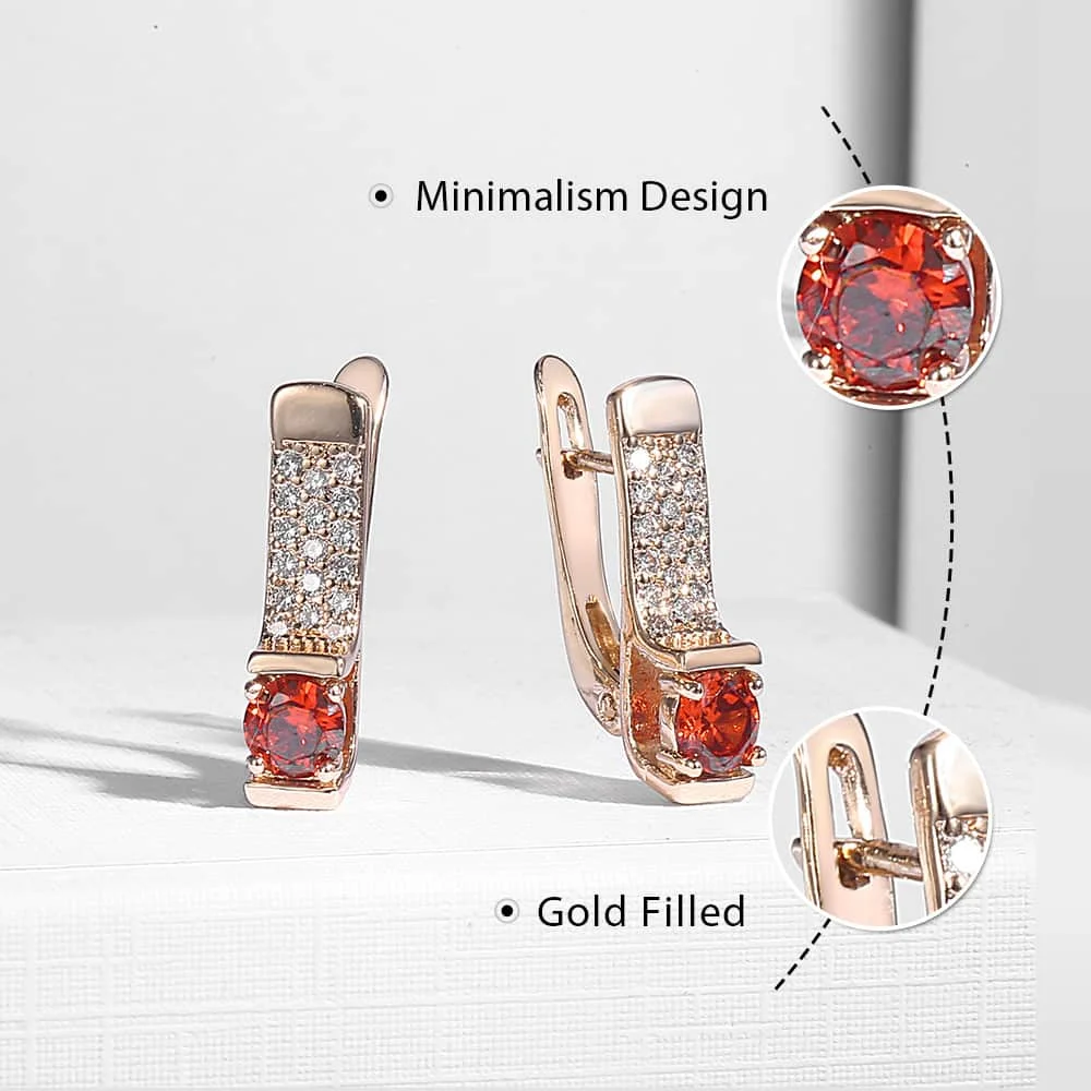 Женские этнические серьги GE155A с красным камнем и кубическим цирконием