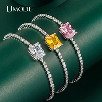 umode new multicolor rectangle cz bracelets for women femme fashion tennis bracelet wedding jewelry girls christmas gifts ub0246