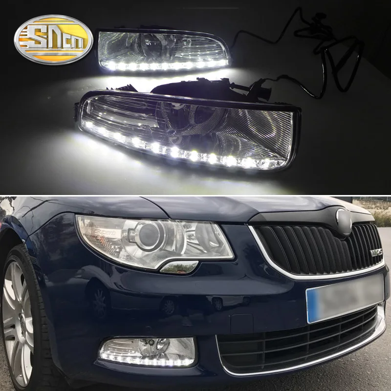 Для Skoda Superb 2010 2013 Супер Яркость Водонепроницаемый ABS дневные ходовые огни 12В