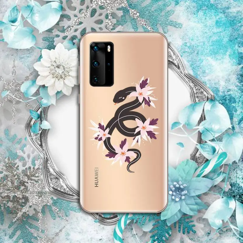 

Hand Snake flower Aesthetics Phone Case Transparent for Huawei P honor 8 10i 20 30 40 smart 2019