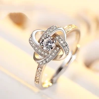 female index finger japanese and korean simple fashion ring personalized diamond four leaf clover open ring